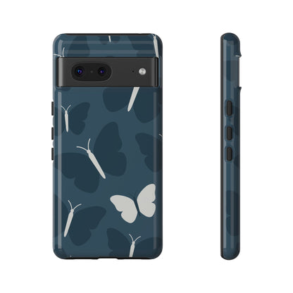 Minimalist Dark Blue Butterfly Pattern Phone Case - Blue Phone Case - Google Pixel 7 / Glossy