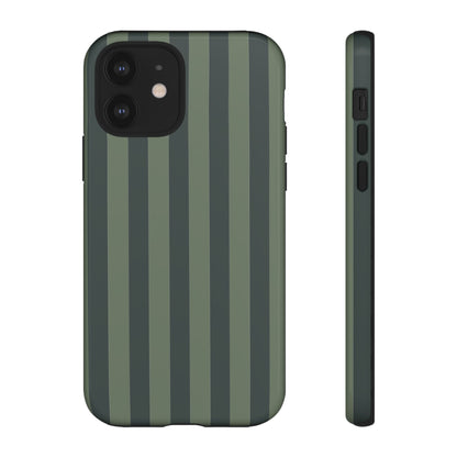 iPhone 12 / Glossy Phone Case - ’Dark Green Stripe Pattern’ Phone Case