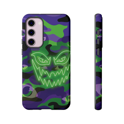 Samsung Galaxy S23 Plus / Glossy Phone Case - Green & Purple Neon Face Camo Phone Case