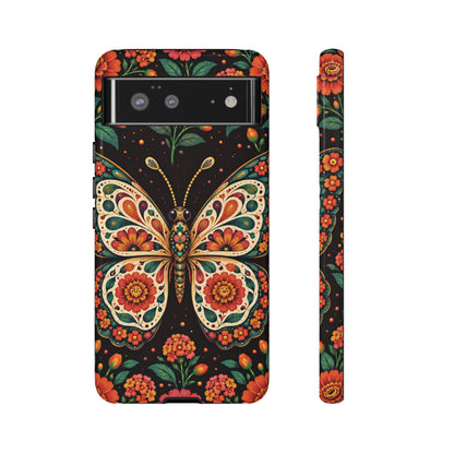Vibrant Terracotta and Teal Calavera Butterfly Phone Case - Multicolor Phone Case - Google Pixel 6 / Glossy