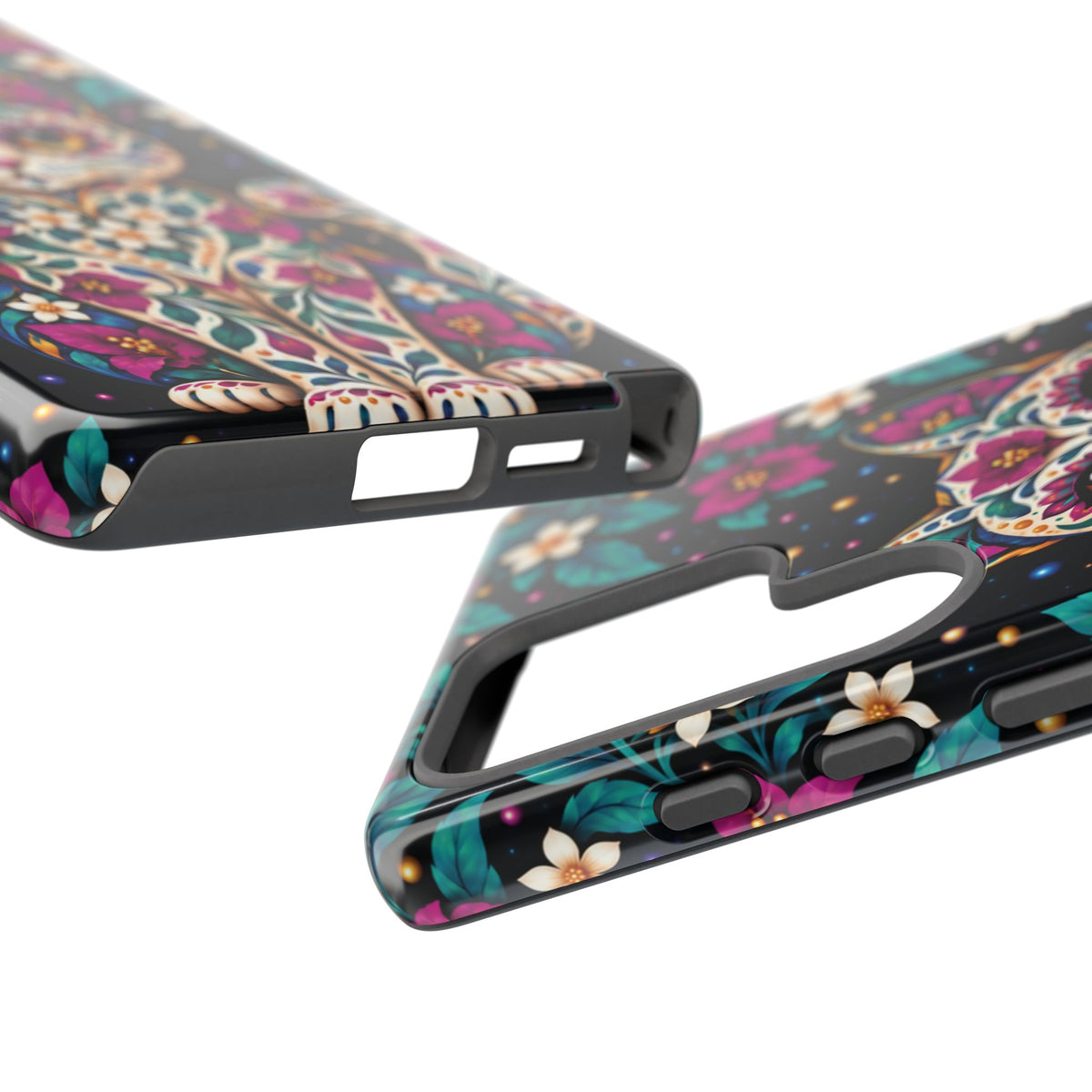 Vibrant Purple and Teal Calavera Cat Phone Case - Multicolor Phone Case