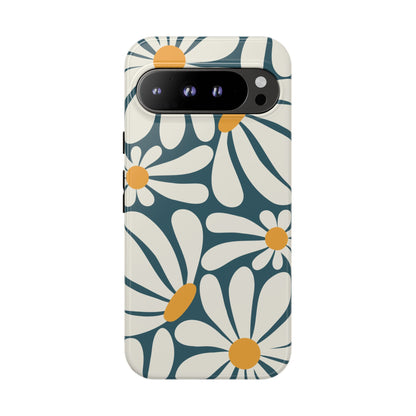 Retro Blue Daisy Pattern Phone Case - Blue Phone Case - Google Pixel 9 Pro XL / Glossy