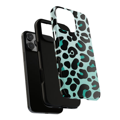 Cool Aqua Leopard Print Phone Case - Pink Phone Case