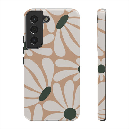 Retro Beige & White Daisy Pattern Phone Case - Beige Phone Case - Samsung Galaxy S22 / Glossy