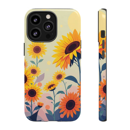 iPhone 13 Pro / Glossy Phone Case - Modern Flat Sunflower Design Phone Case