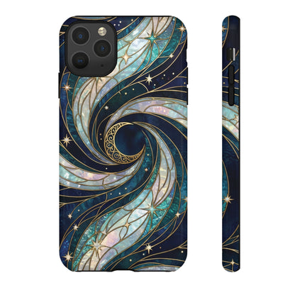 Elegant Navy & Teal Celestial Swirl Phone Case