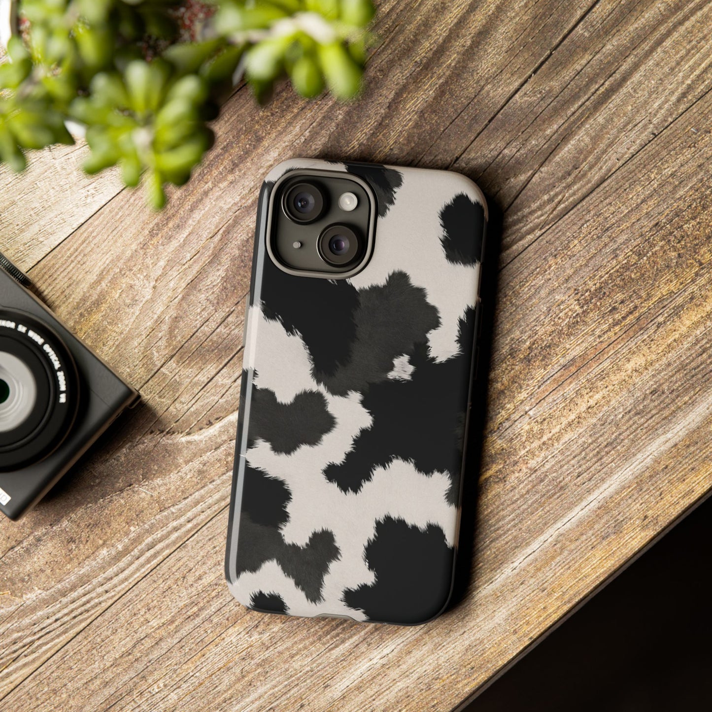 Modern Monochrome Cow Print Phone Case