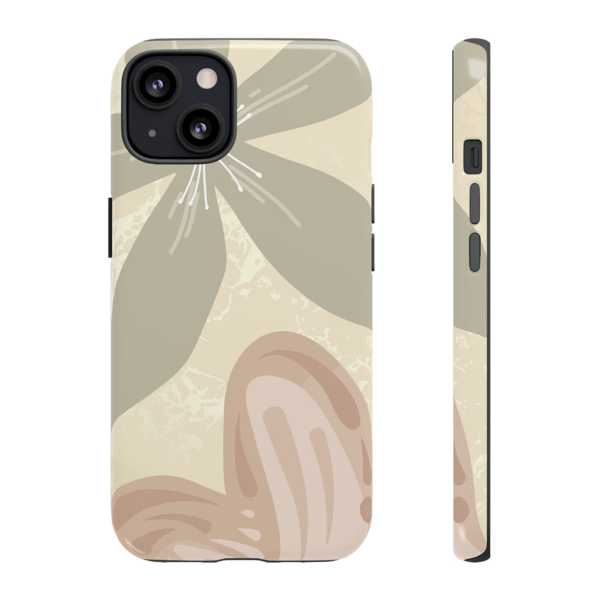 Hibiscus Heart Pattern Phone Case - Beige Phone Case - iPhone 13 / Glossy