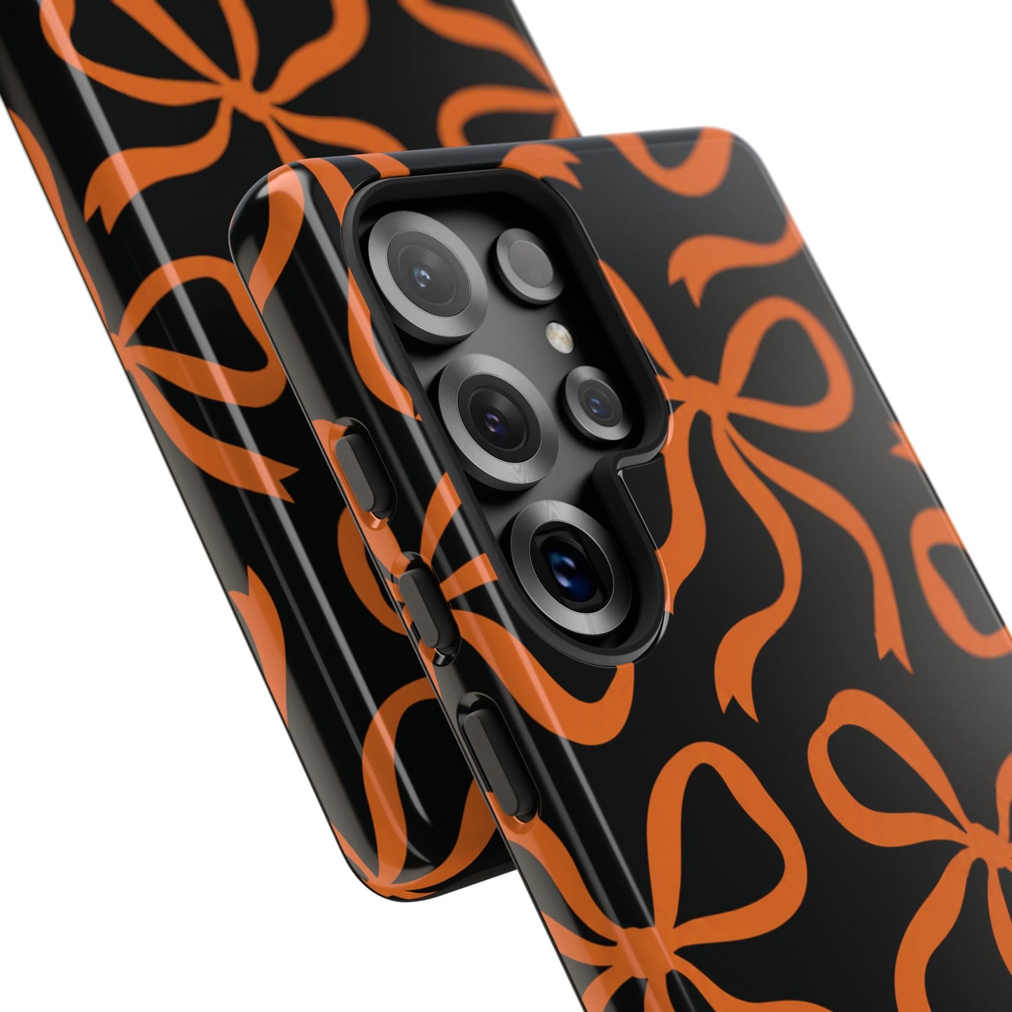 Bold Black and Burnt Orange Bow Pattern Phone Case