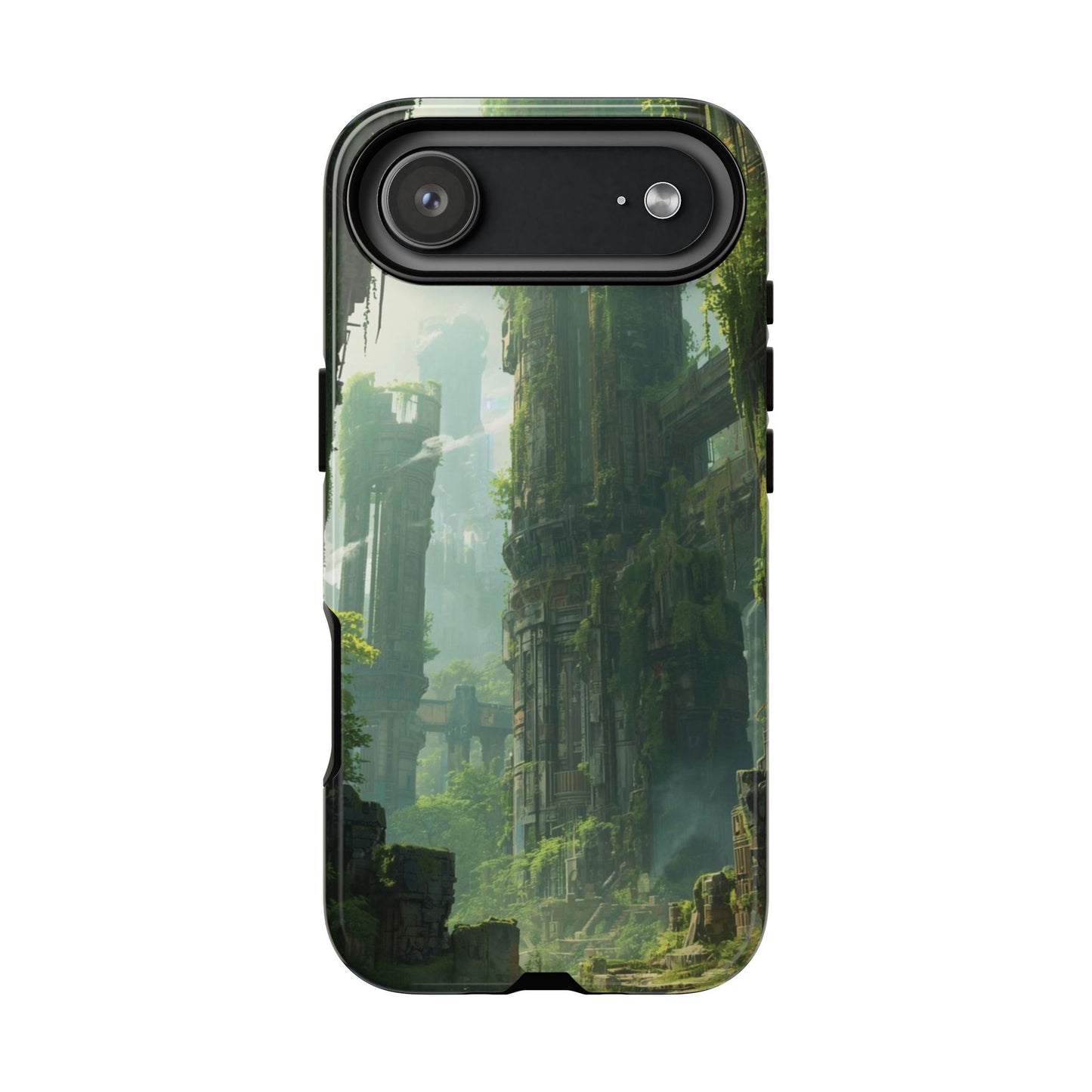 iPhone 17 Air / Glossy Phone Case - Overgrown Future Ruins Sci-fi Phone Case
