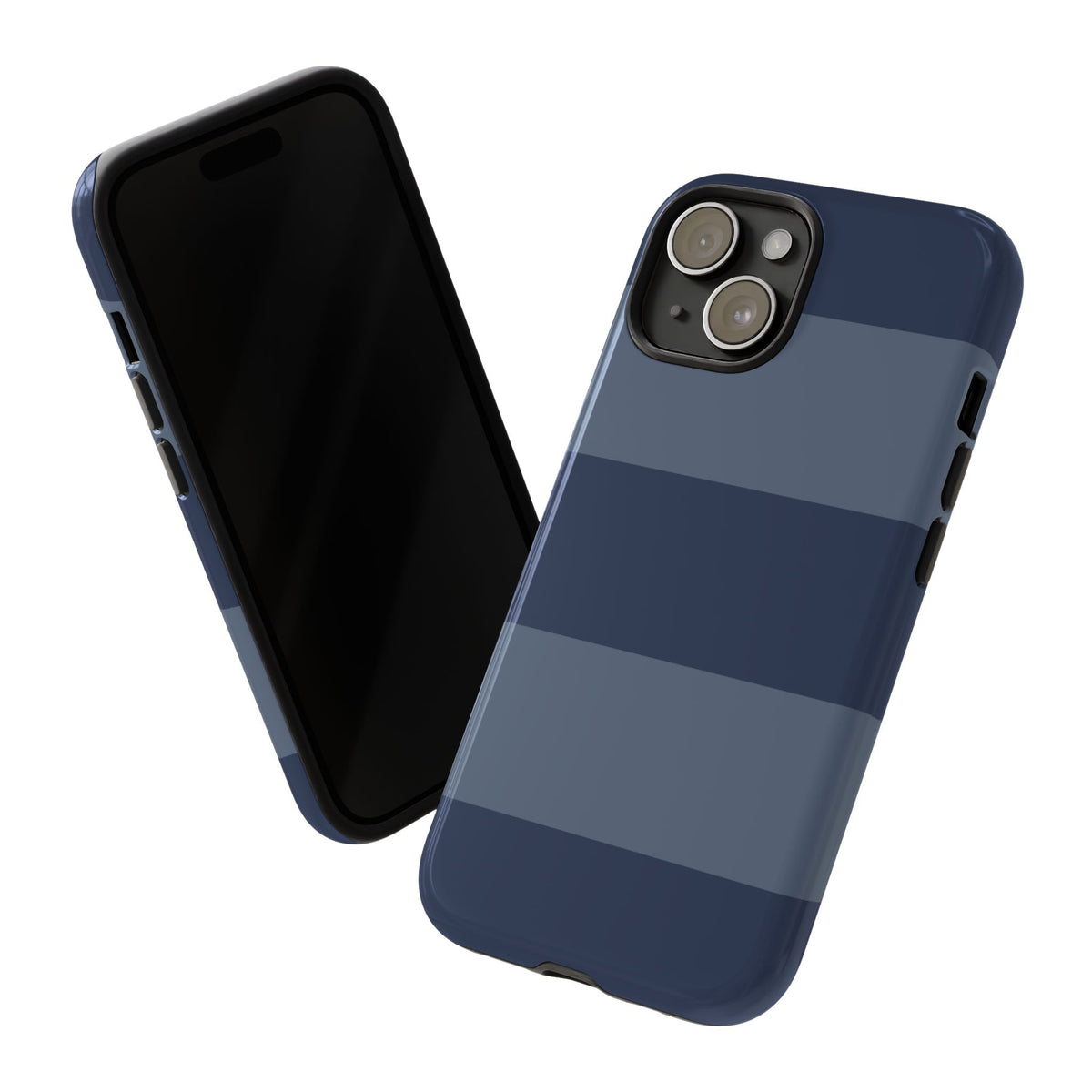 Dark Blue Horizontal Stripe Pattern Phone Case - Blue Phone Case