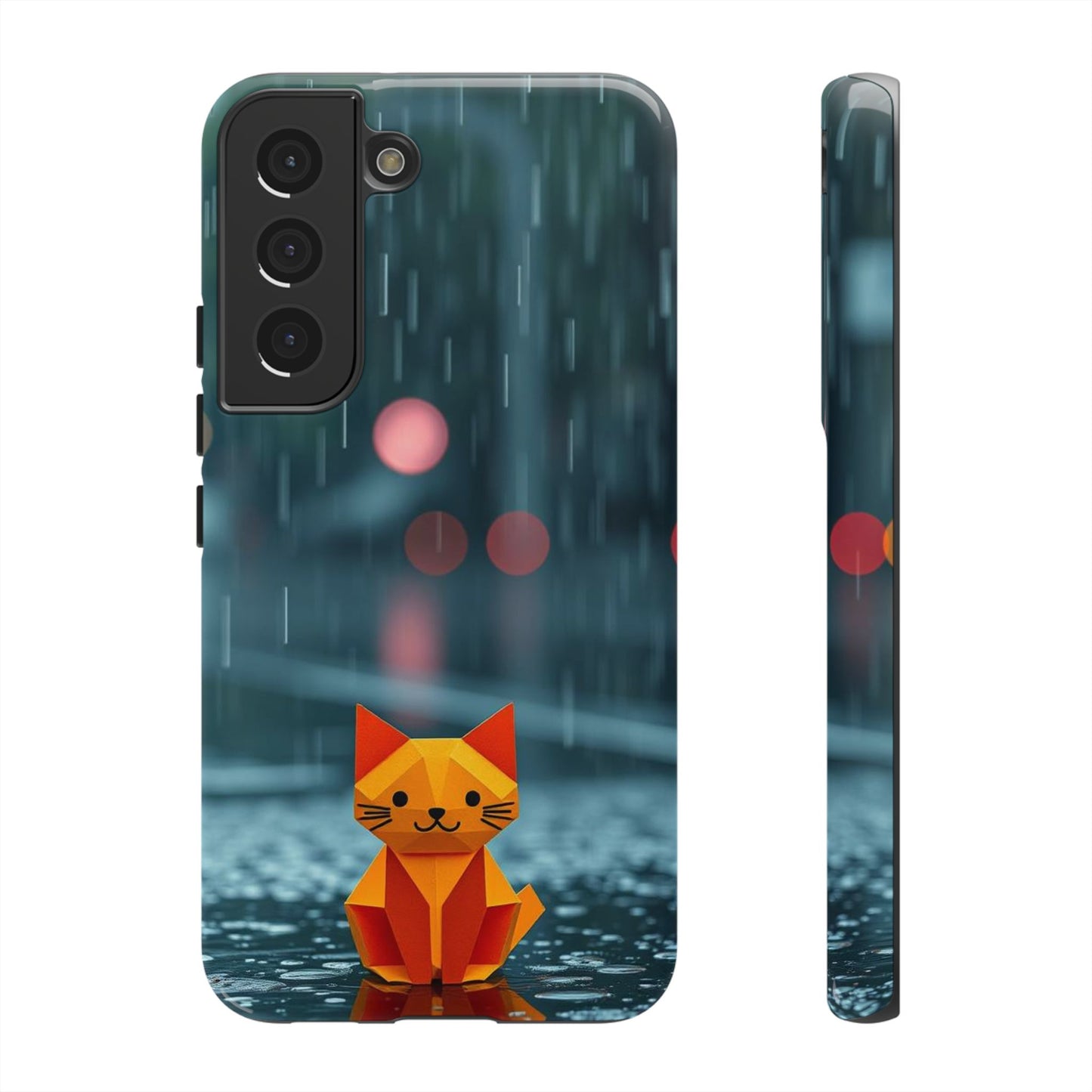Samsung Galaxy S22 / Glossy Phone Case - Origami ’Soggy Cat’ Design Phone Case