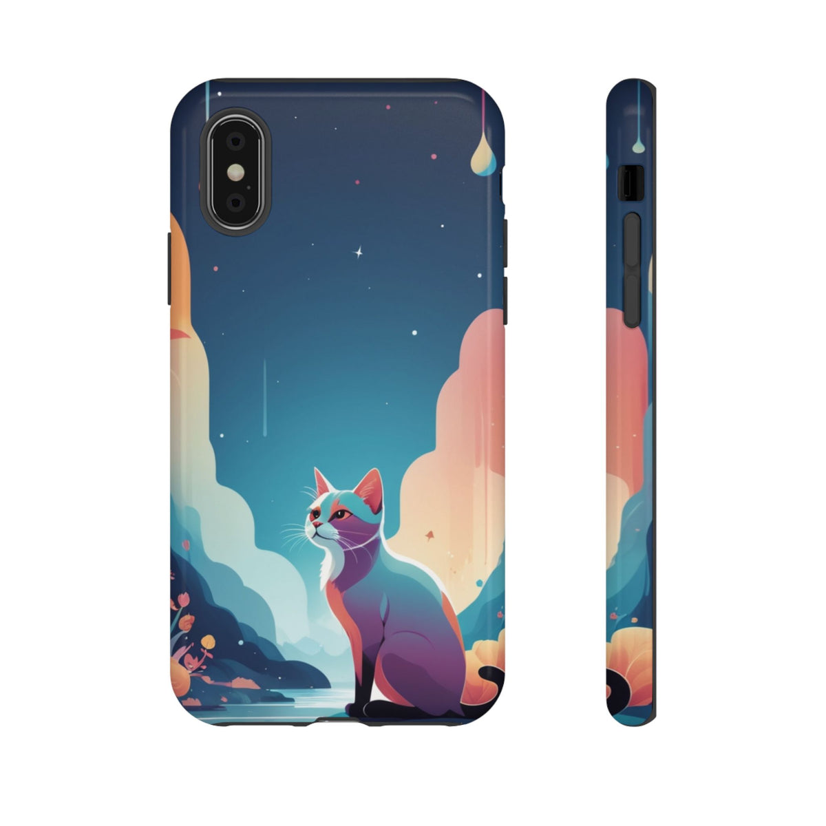 Stylised Cat Design Phone Case - Multicolor Phone Case - iPhone X / Glossy