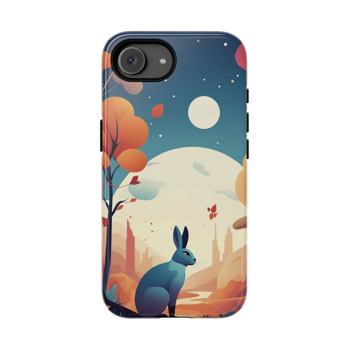 Stylised Blue Hare Design Phone Case - Multicolor Phone Case - iPhone 17e / Glossy