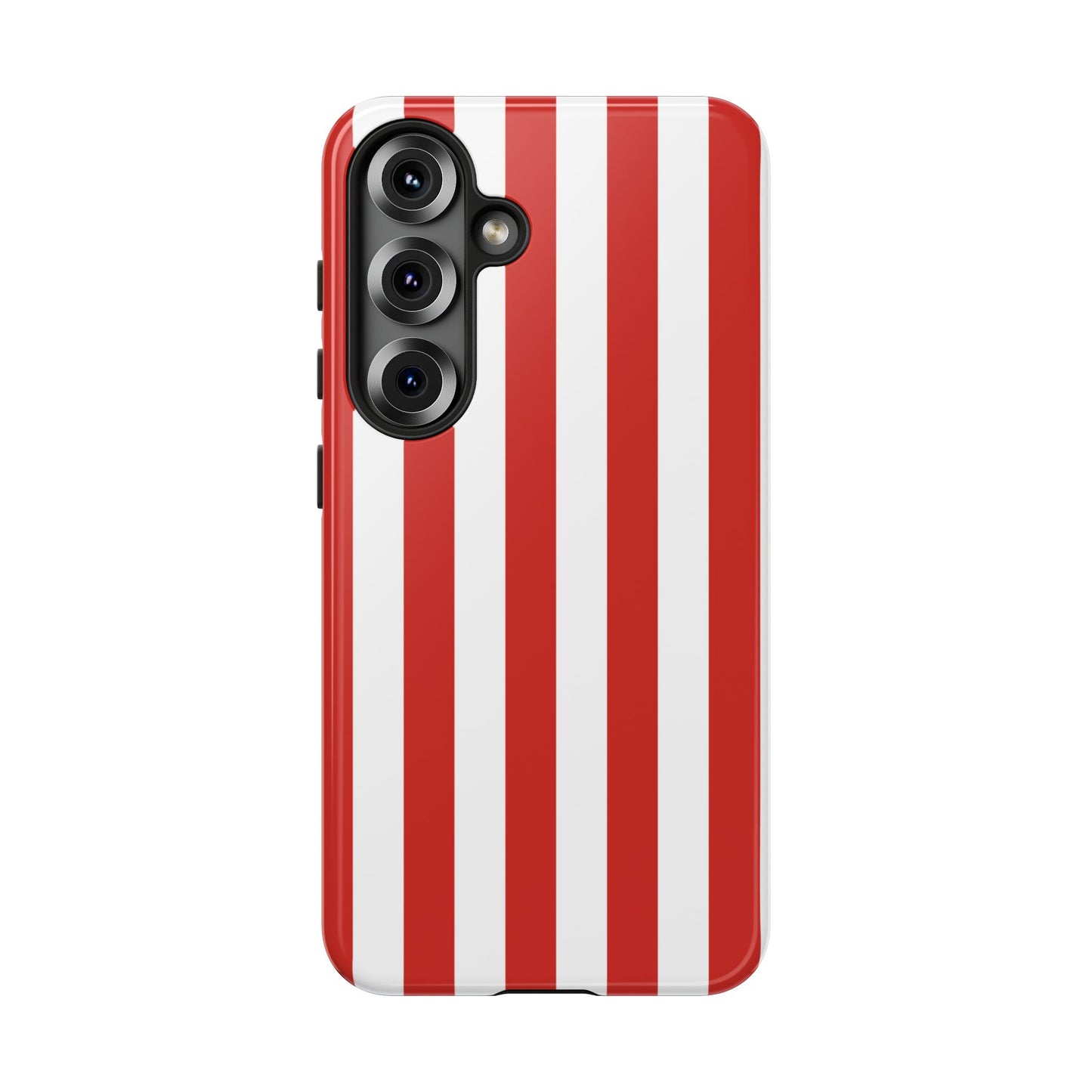 Samsung Galaxy S25 / Glossy Phone Case - Simple Dark Orange & White Stripe Pattern Phone Case