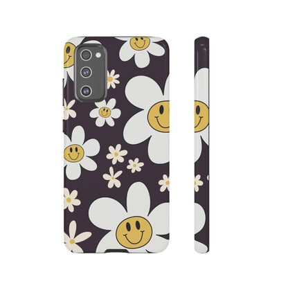 Samsung Galaxy S20 FE / Glossy Phone Case - Fun Retro Daisy Pattern with Purple Background Phone Case