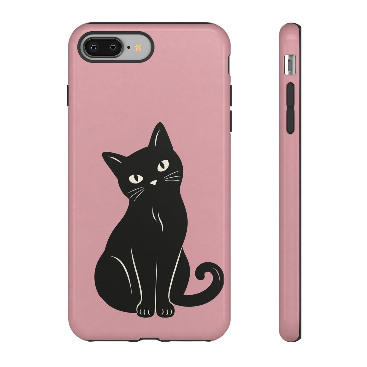 Minimalist Blush Pink & Black Cat Phone Case
