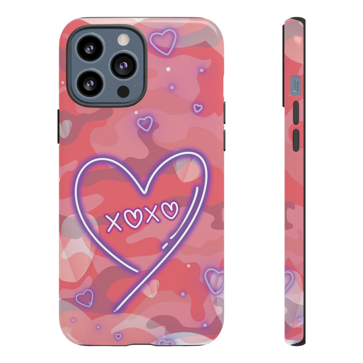 Love Heart Neon Camo Phone Case - Pink Phone Case - iPhone 13 Pro Max / Glossy