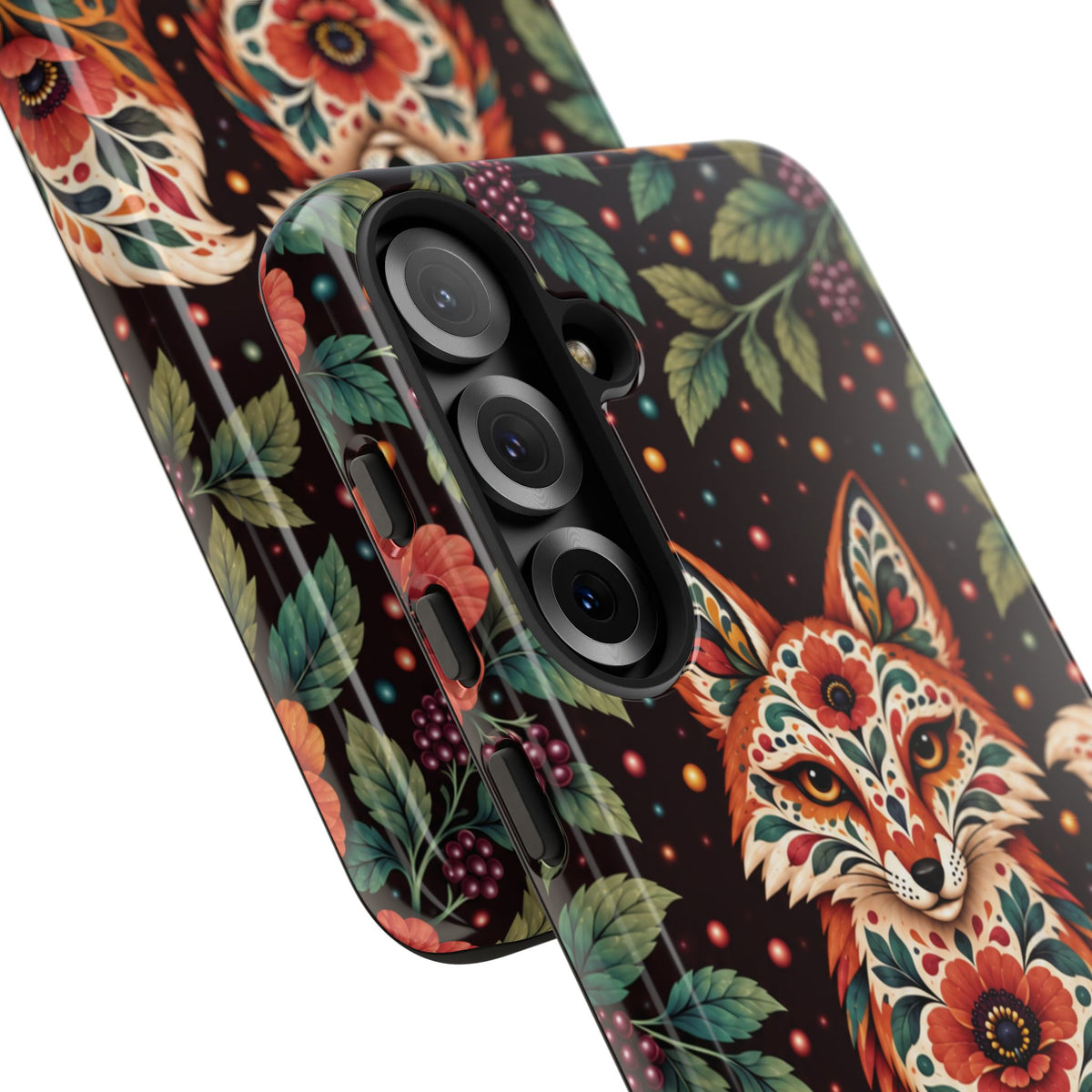 Vibrant Terracotta and Teal Calavera Fox Phone Case - Multicolor Phone Case