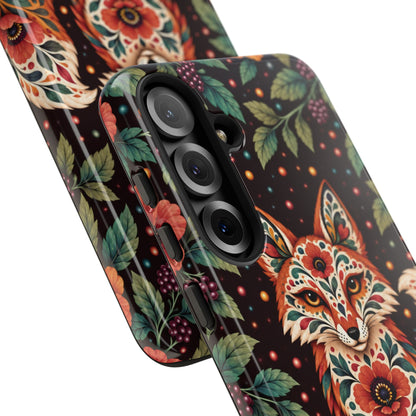 Vibrant Terracotta and Teal Calavera Fox Phone Case - Multicolor Phone Case