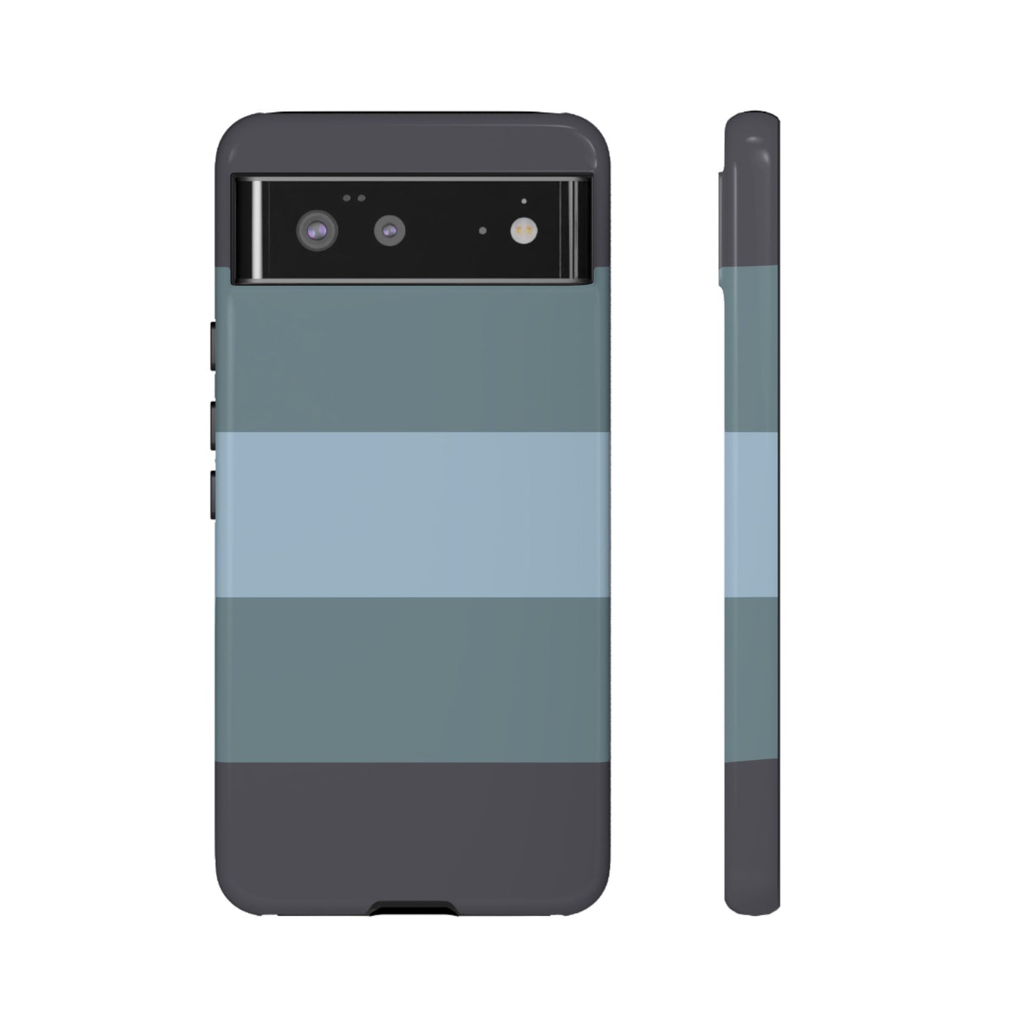 Google Pixel 6 / Glossy Phone Case - Shades of Blue Horizontal Stripe Pattern Phone Case