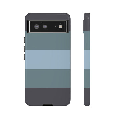 Google Pixel 6 / Glossy Phone Case - Shades of Blue Horizontal Stripe Pattern Phone Case