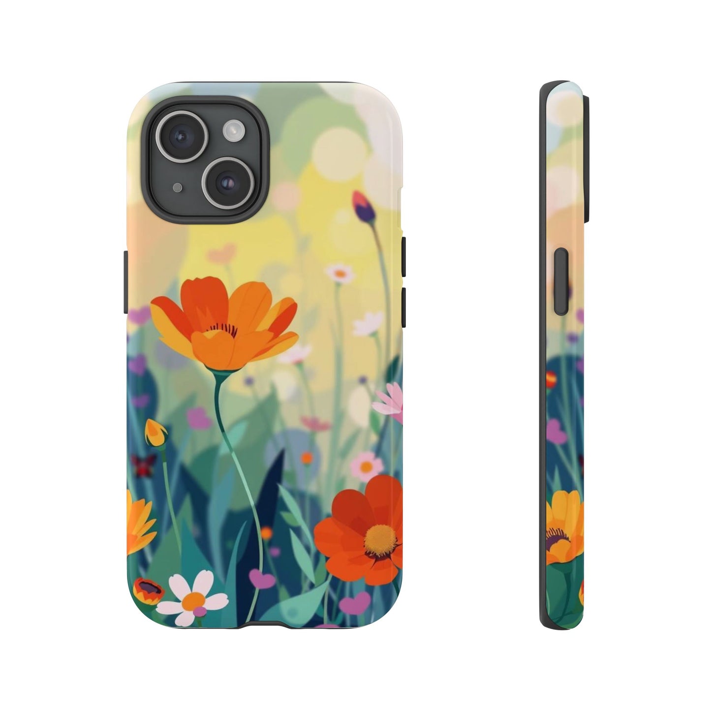 iPhone 15 / Glossy Phone Case - Pop Art Style Wildflower Design Phone Case