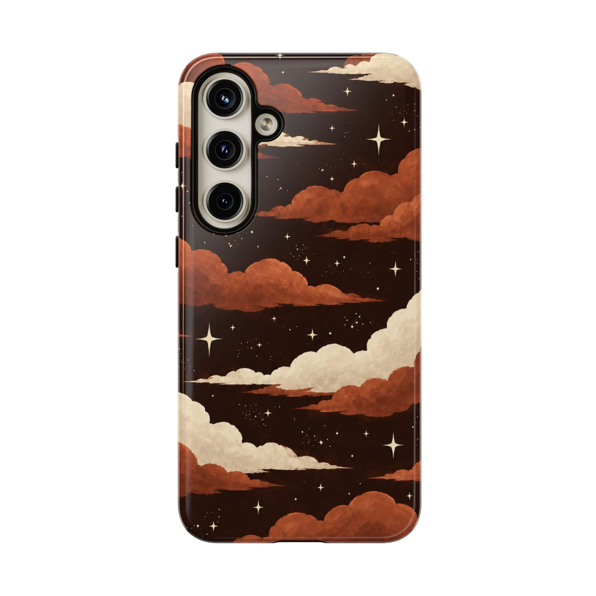 Illustrated Burnt Orange Clouds & Stars Phone Case