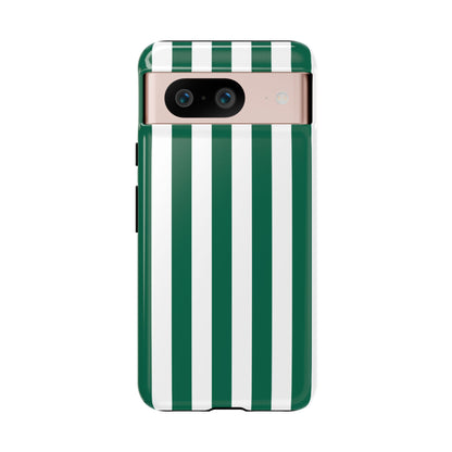 Google Pixel 8 / Glossy Phone Case - Simple Green & White Stripe Pattern Phone Case