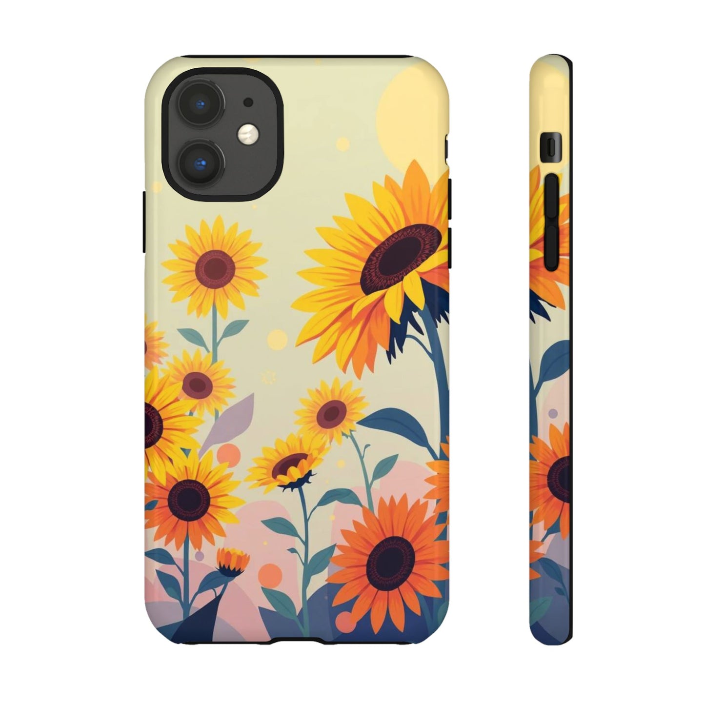 iPhone 11 / Glossy Phone Case - Modern Flat Sunflower Design Phone Case
