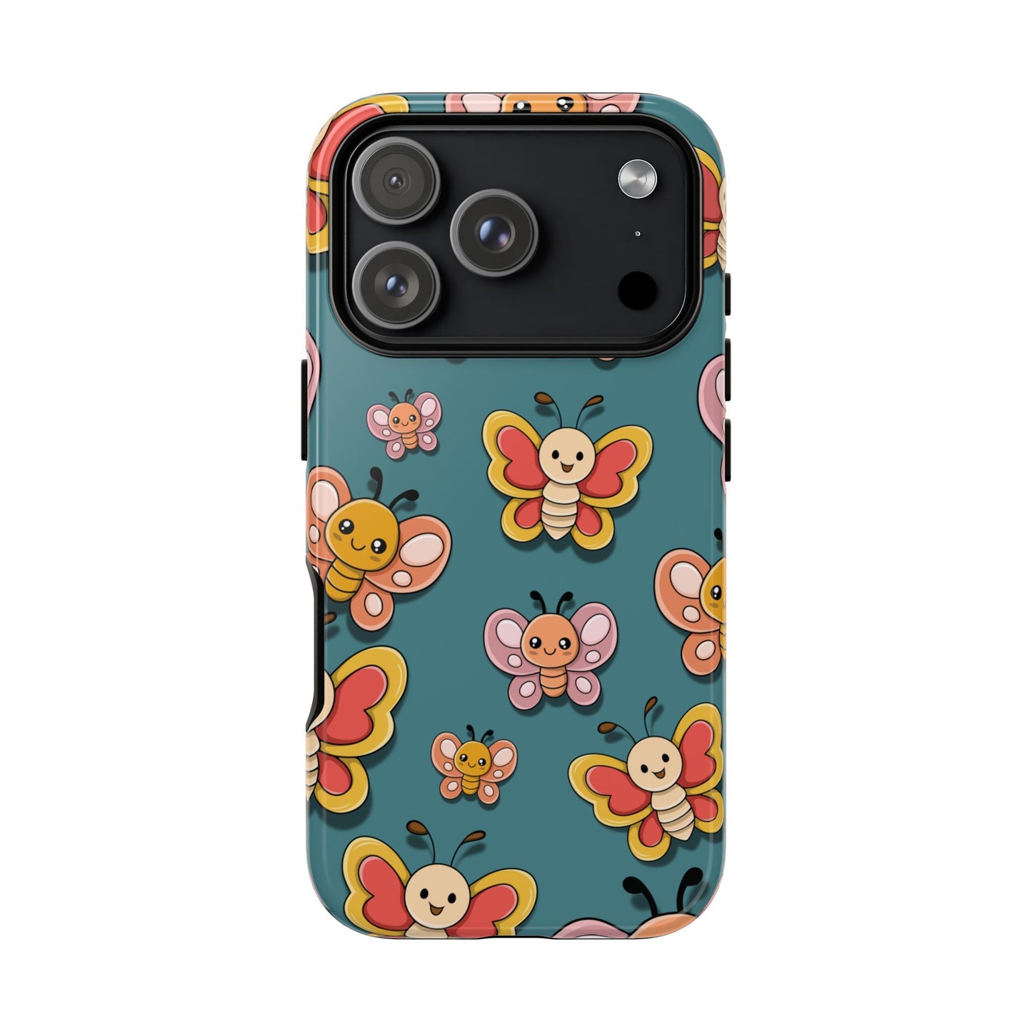 Blue Butterfly Sticker Design Phone Case - Blue Phone Case - iPhone 17 Pro / Glossy