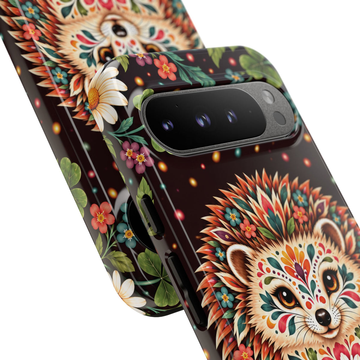 Vibrant Terracotta and Teal Calavera Hedgehog Phone Case - Multicolor Phone Case