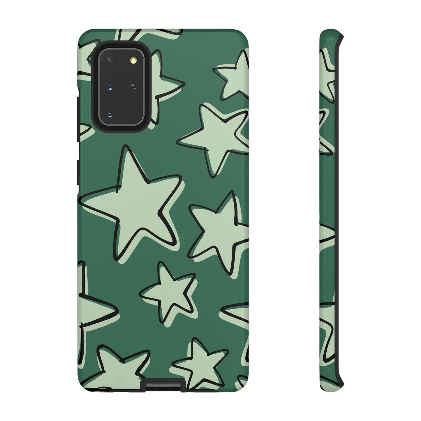 Forest Green Doodle Star Phone Case