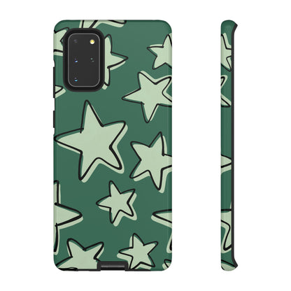 Forest Green Doodle Star Phone Case