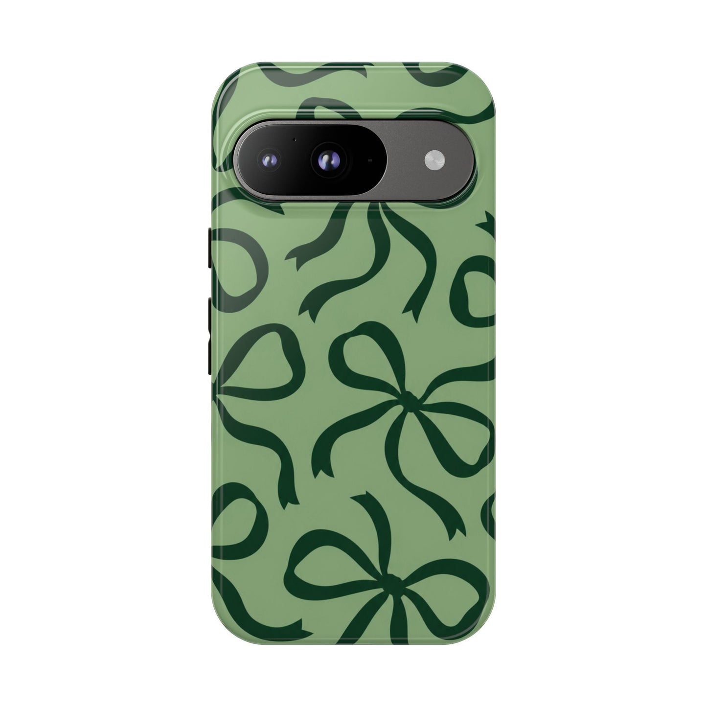 Bold Sage Green and Forest Green Bow Pattern Phone Case