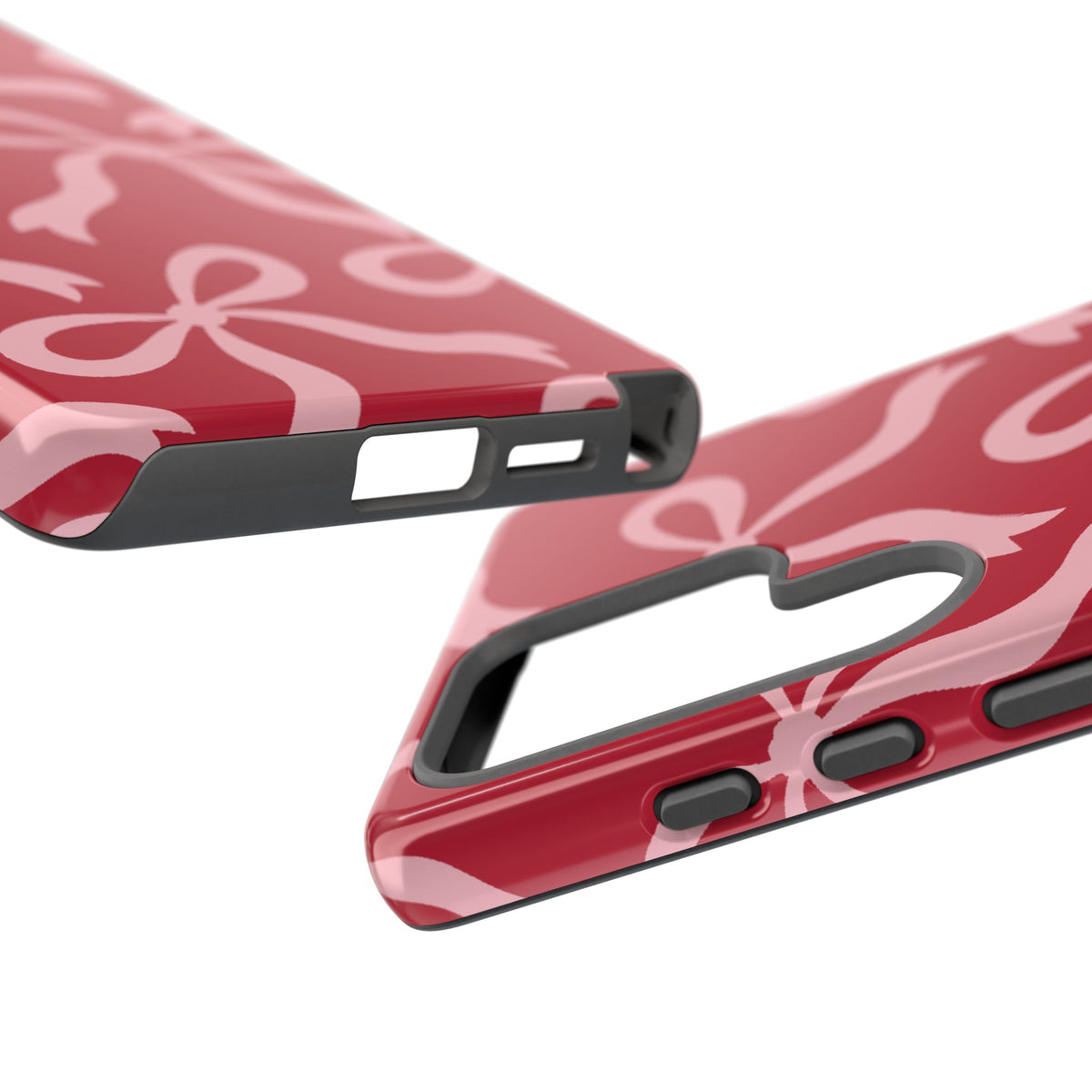 Bold Raspberry Red and Blush Pink Bow Pattern Phone Case - Red Phone Case