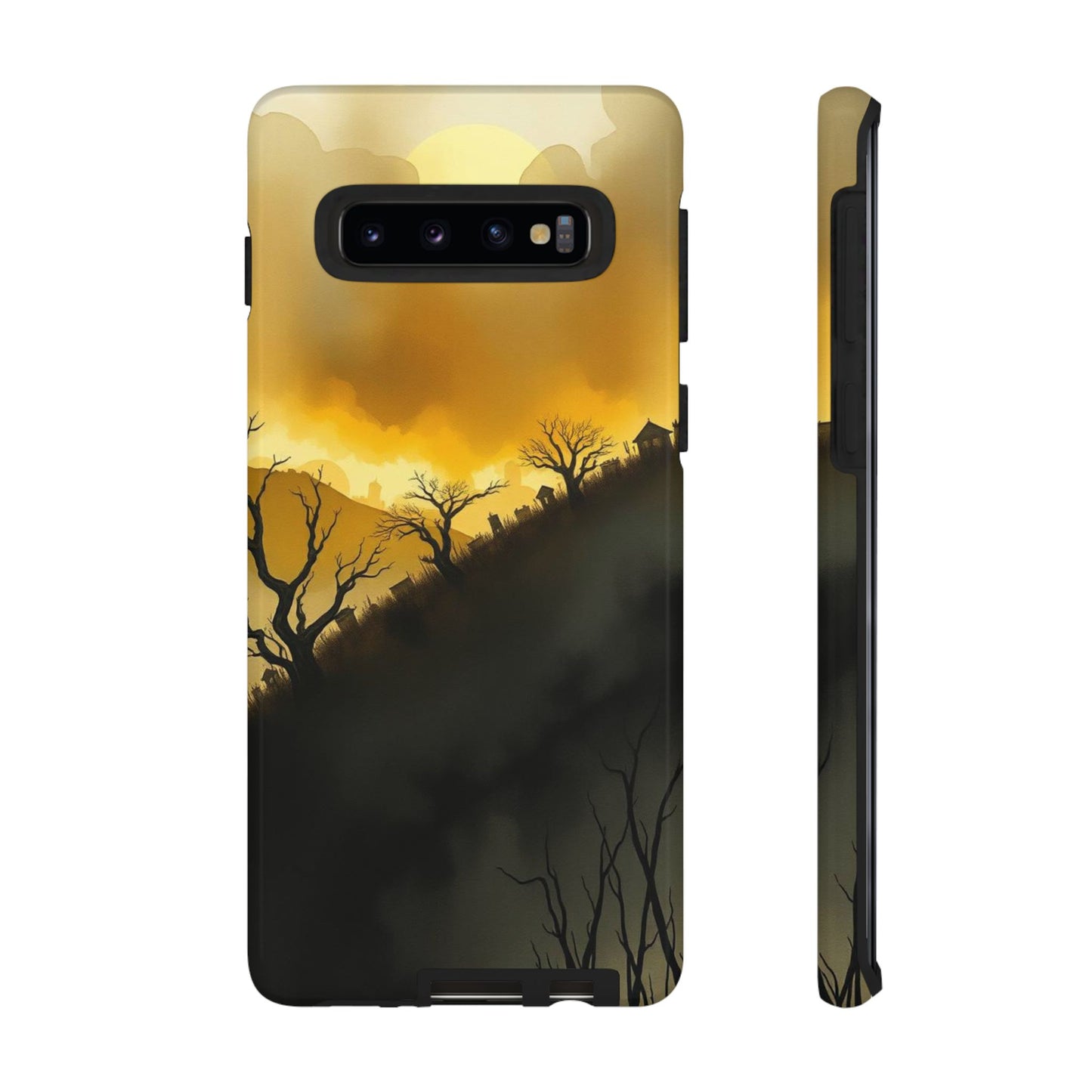 Samsung Galaxy S10 / Glossy Phone Case - Eerie Graveyard Watercolour Design Phone Case