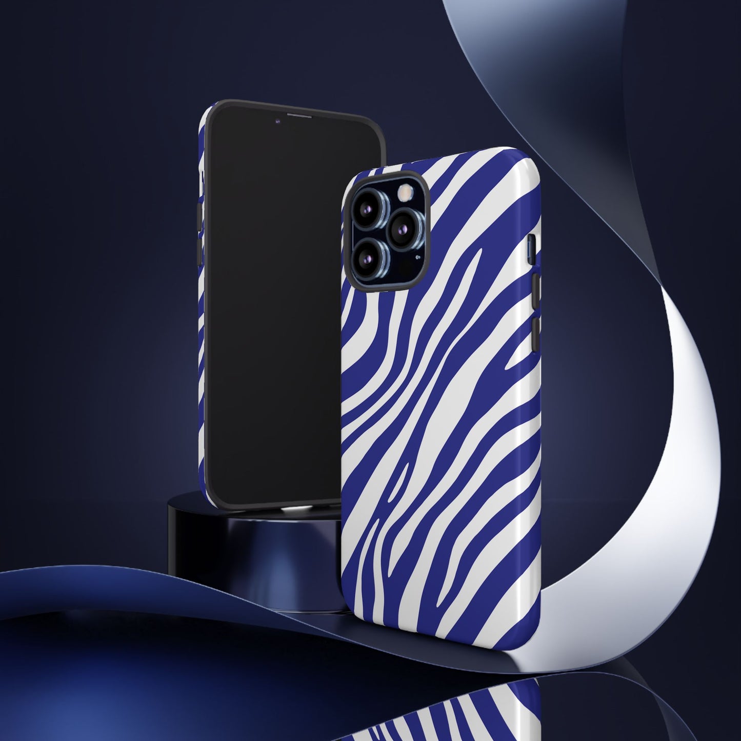 Modern Electric Blue Zebra Print Phone Case
