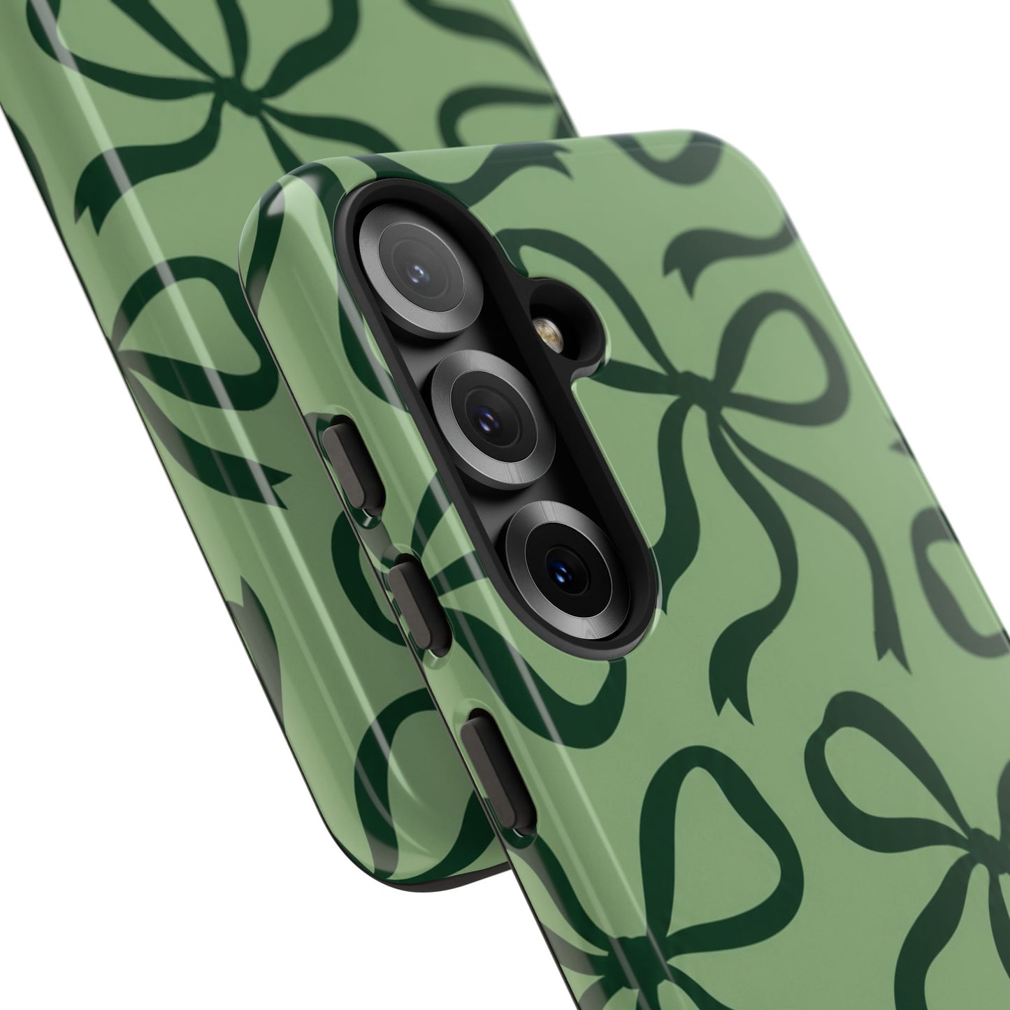 Bold Sage Green and Forest Green Bow Pattern Phone Case