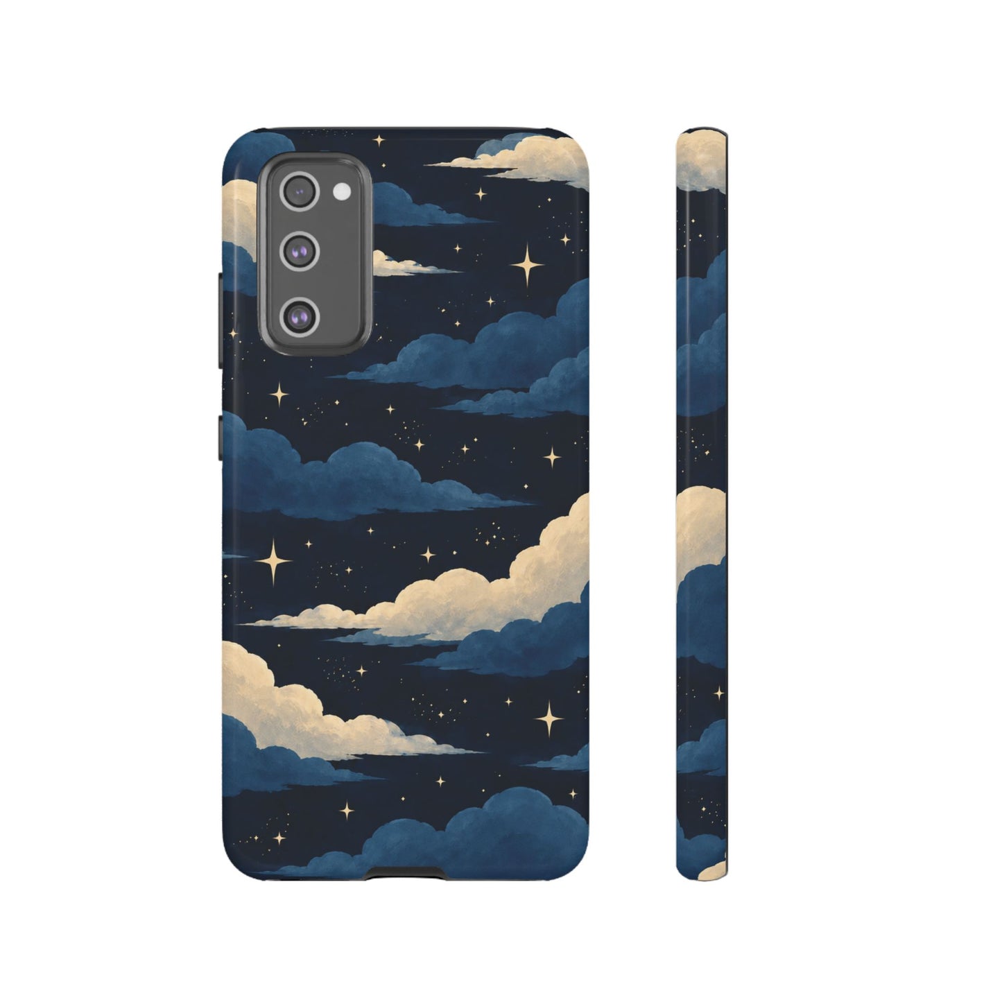 Illustrated Navy Blue Clouds & Stars Phone Case