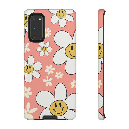 Fun Retro Daisy Pattern with Pink Background Phone Case - Pink Phone Case - Samsung Galaxy S20 / Glossy