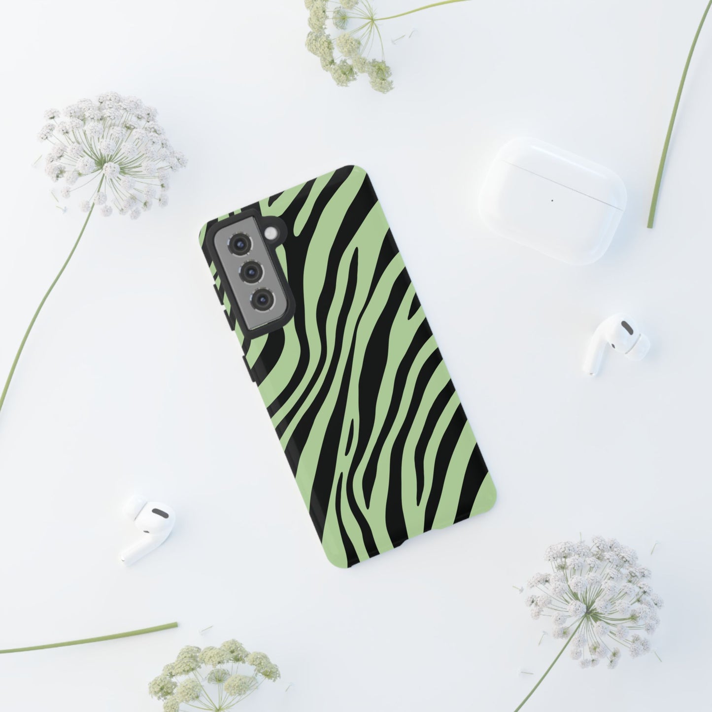 Modern Mint Zebra Print Phone Case