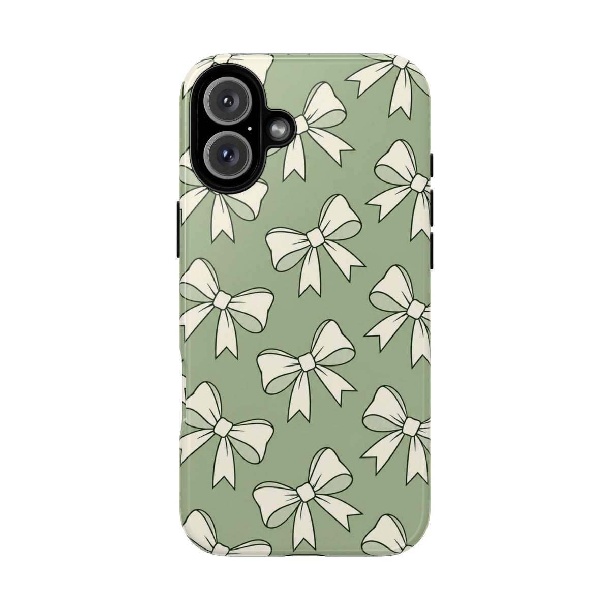 Chic Sage Green Bow Pattern Phone Case