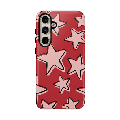 Cherry Red Doodle Star Phone Case