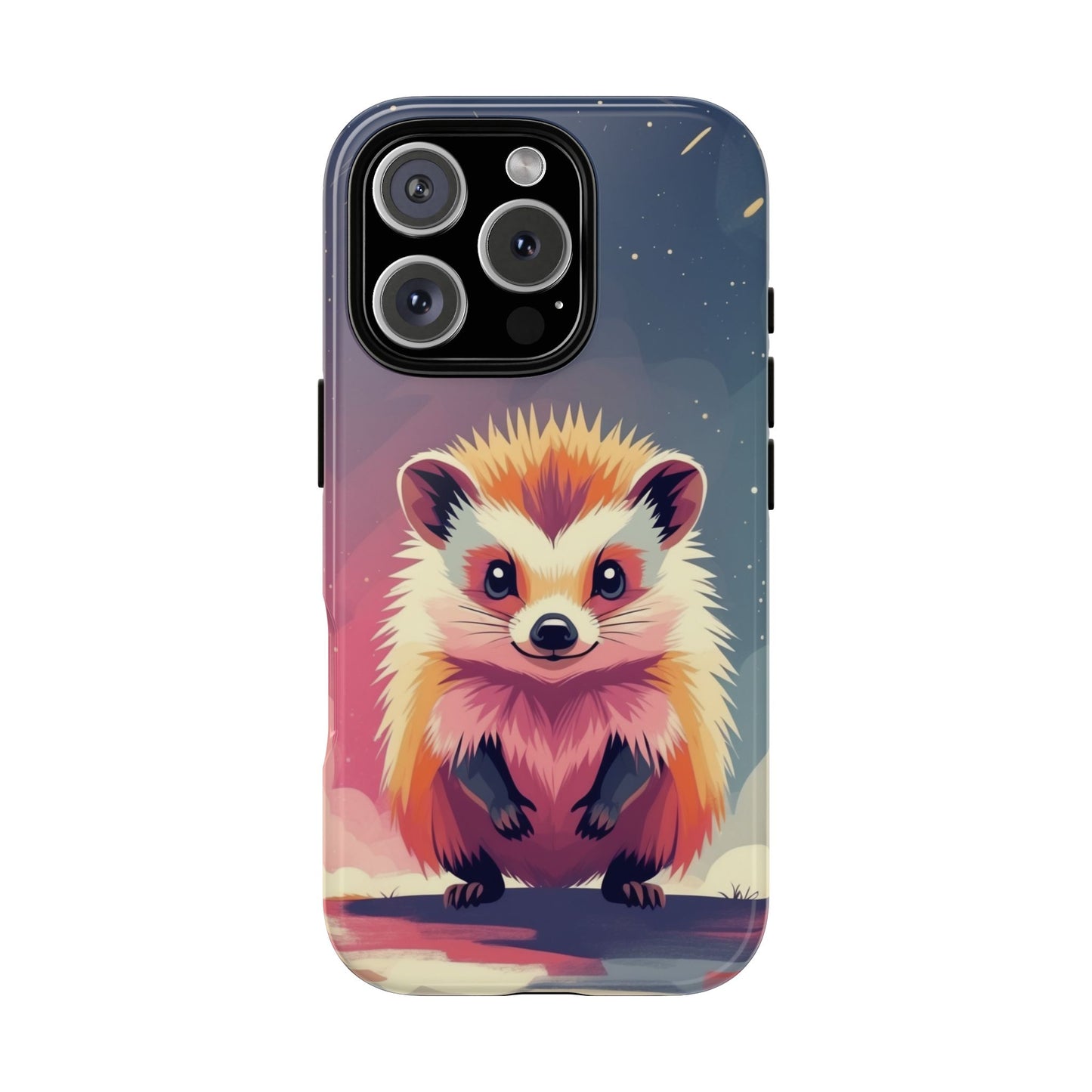 iPhone 16 Pro / Glossy Phone Case - Stylised Hedgehog Design Phone Case