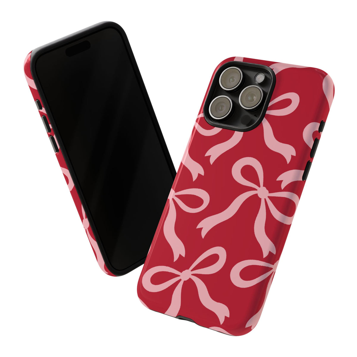Bold Raspberry Red and Blush Pink Bow Pattern Phone Case - Red Phone Case