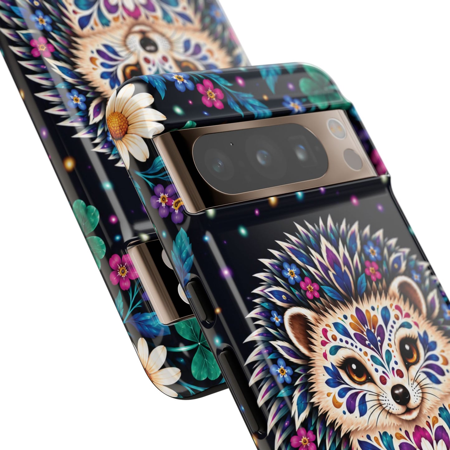 Vibrant Purple and Teal Calavera Hedgehog Phone Case - Multicolor Phone Case