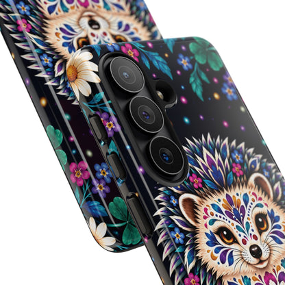Vibrant Purple and Teal Calavera Hedgehog Phone Case - Multicolor Phone Case