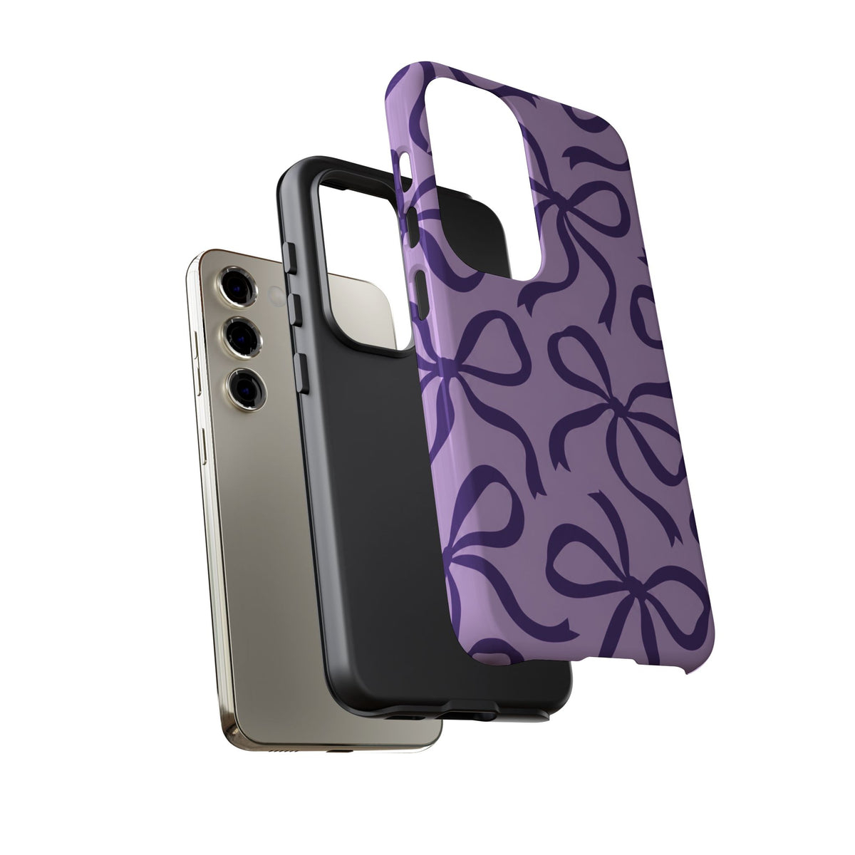 Bold Lilac and Deep Purple Bow Pattern Phone Case