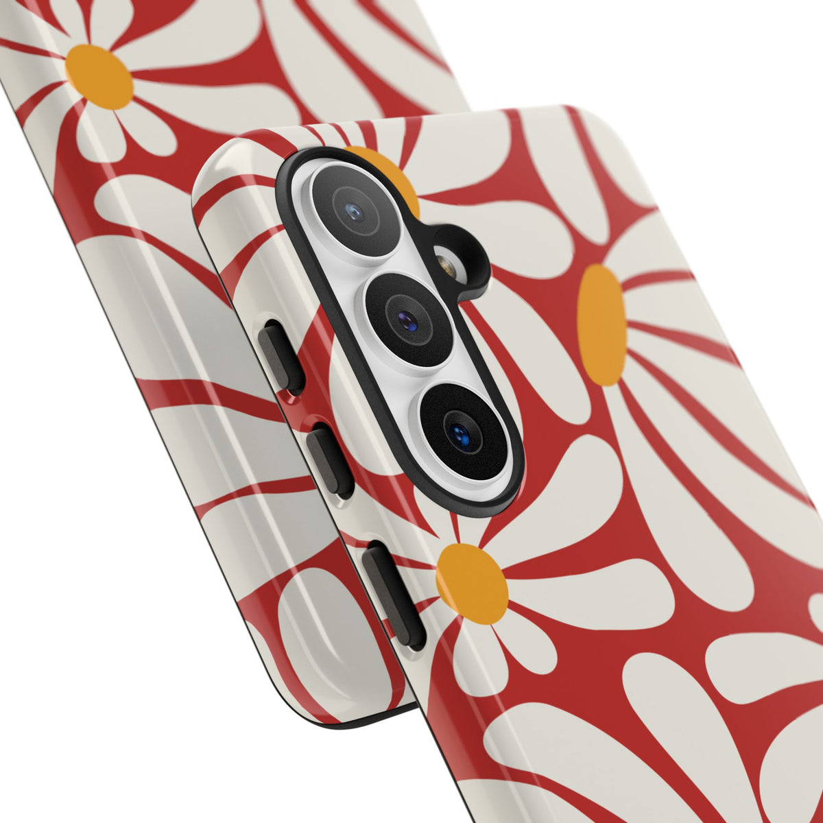 Retro Red Daisy Pattern Phone Case - Red Phone Case